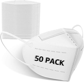 Clayco 4-Ply Breathable Cup-shaped Face Mask, Protective Face Masks, Filter Efficiency95%, Protection Anti PM 2.5 Air Pollution 50-Pack