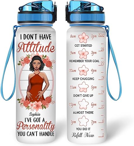 Vista 50 de Botella de agua motivacional personalizada de Gods Say You Are de 32 onzas, botella de agua con marcador de tiempo, regalos de mujer negra
