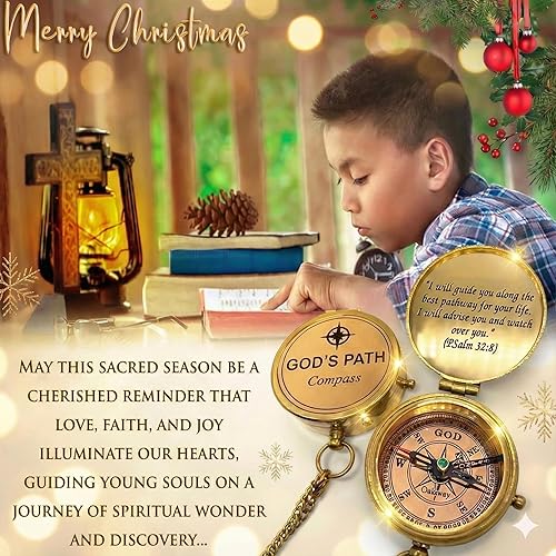 Miniatura 2 de Brújula del Camino de Dios  Regalo de Comunión y Confirmación para Adolescentes  Regalos Religiosos de Bautizo para Hombres, Cristianos, Católicos,