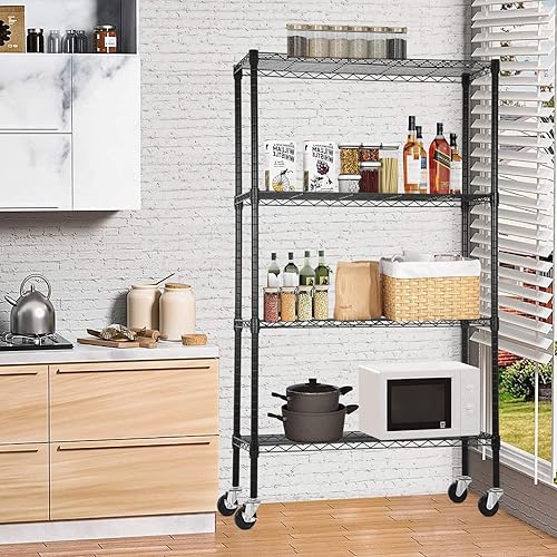 Miniatura 2 de Estantería de alambre de 4 niveles de 62 pulgadas de alto x 36 pulgadas de largo x 14 pulgadas de profundidad, estantes de almacenamiento de