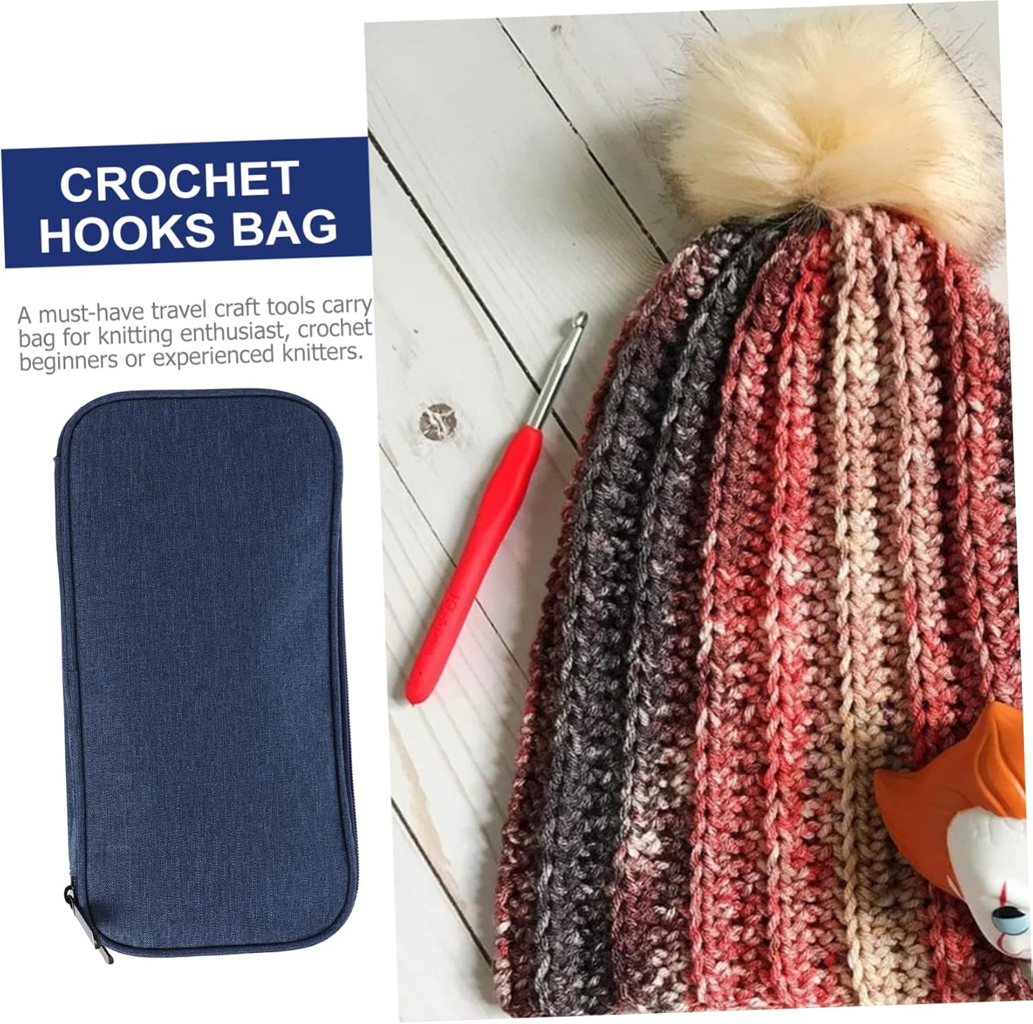 Knitting Needles Organizer Bag Compact Oxford Storage Pouch for Crochet Hooks and Accessories Portable Craft Tool Case for Knitting Enthusiasts Dark