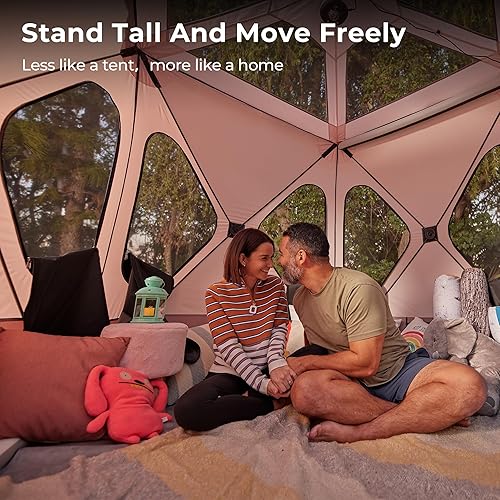 Miniatura 2 de Acacia Camping Tent, Pop Up Camping Tent with 8 Windows and Footprint, Waterproof Windproof Easy Setup Hub Tent for Family Camping, Hiking and