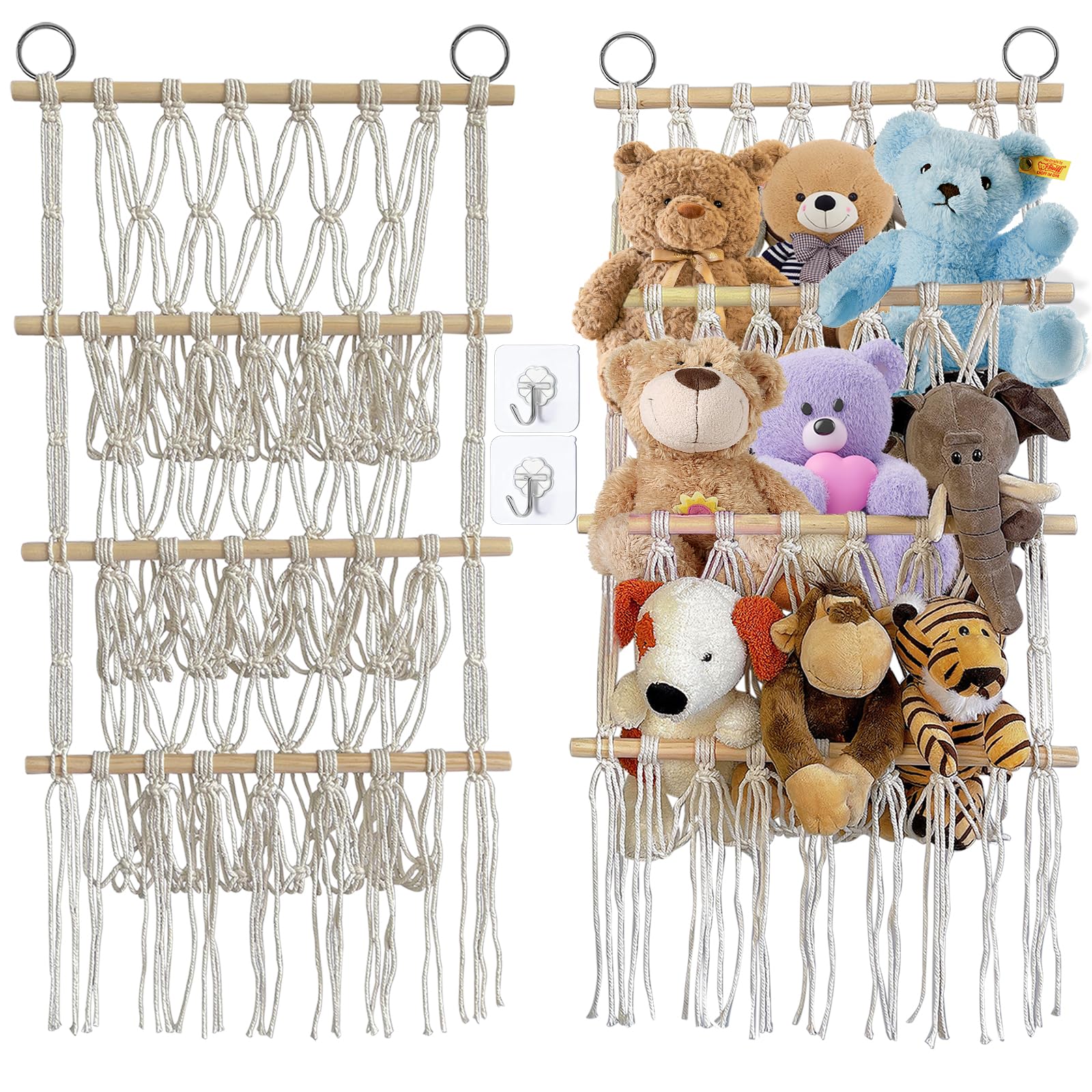 Porta Peluche In Legno NEWFUN - Contenitore Salvaspazio, Grande Capienza, Per Cameretta, Sale Giochi, Dimensioni 40x40x135 Cm Circa