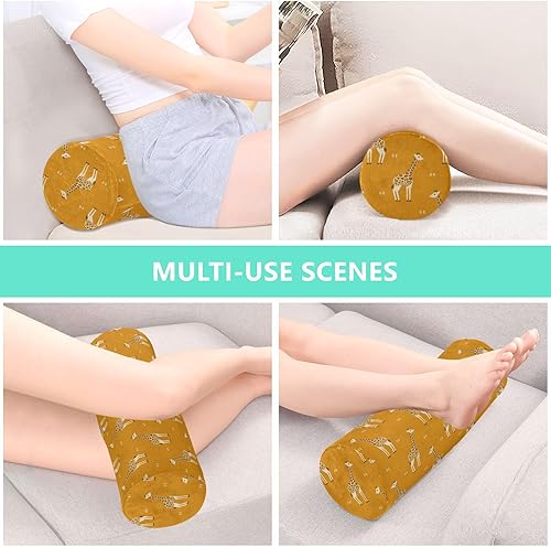 Miniatura 4 de Cartoon Orange Giraffes Bolster Pillow Cotton Cervical Neck Roll Pillow Cover Under Knee Round Pillow Cylinder Pillow Cover Cervical Pillow
