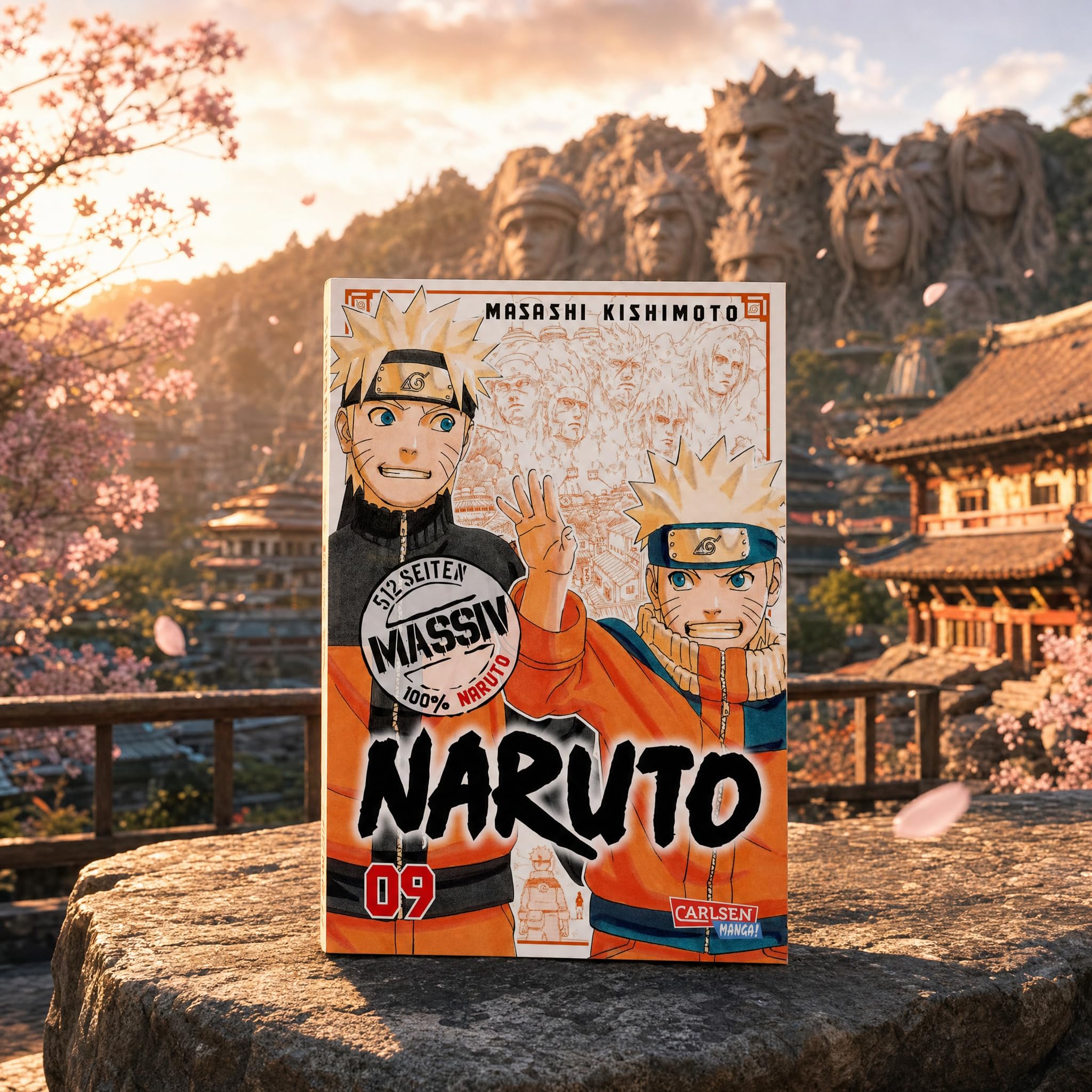 Masashi Kishimoto - Naruto Massiv Manga Set Band 9-12 - Originalserie auf Deutsch voller Ninja Action & Abenteuer Anime Bücher Bundle - Shonen Comic Sammelbandausgabe mit exklusivem Lesezeichen