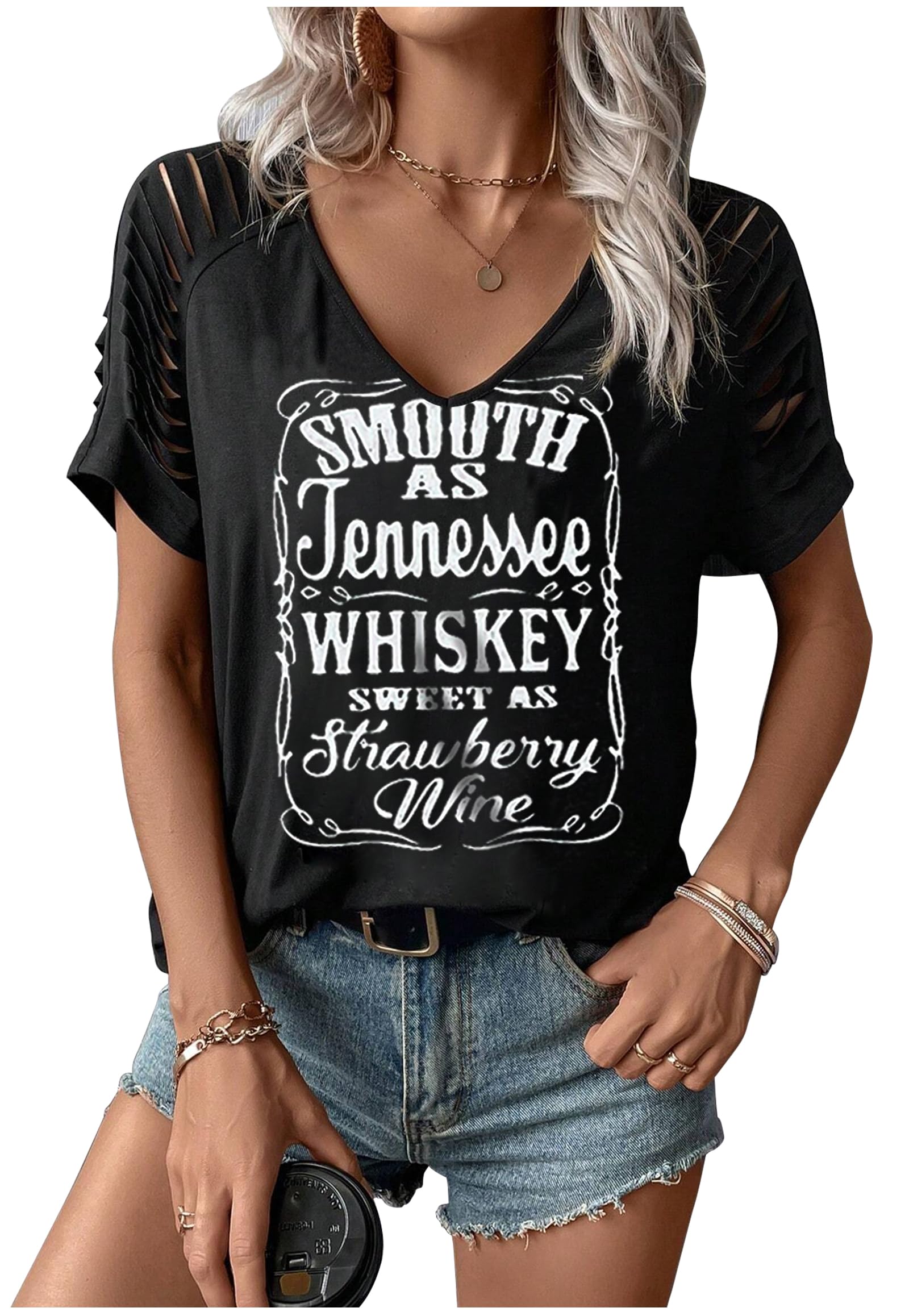 Womens Cut Out Cold Shoulder T Shirts Boho Floral Graphic Tshirts Nashville Country Lacerated Sleeve Cowgirls Tee Tops