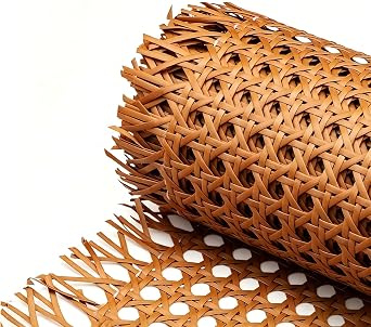 Plastic Rattan Cane Webbing 16"40", Coffee Color Rattan Webbing for Caning Projects, Woven Open Mesh Cane for Furniture, Durable Craft Material for DIY Chairs & Cabinets