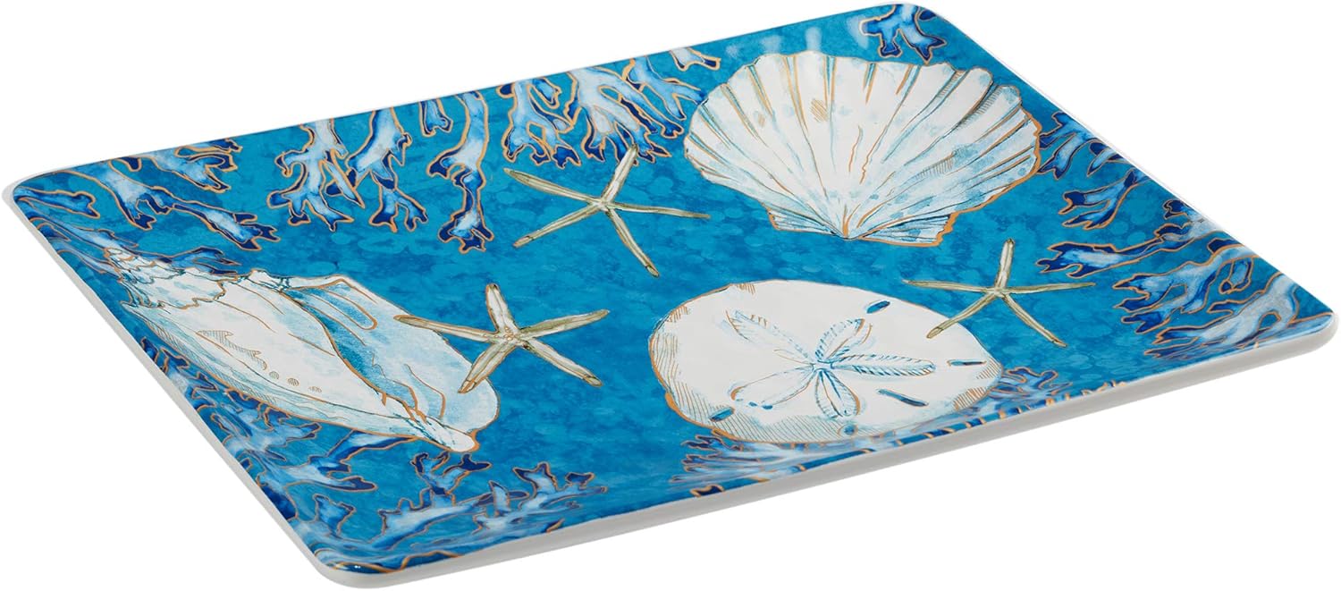 Certified International Playa Shells Rectangular Platter, Gold Large