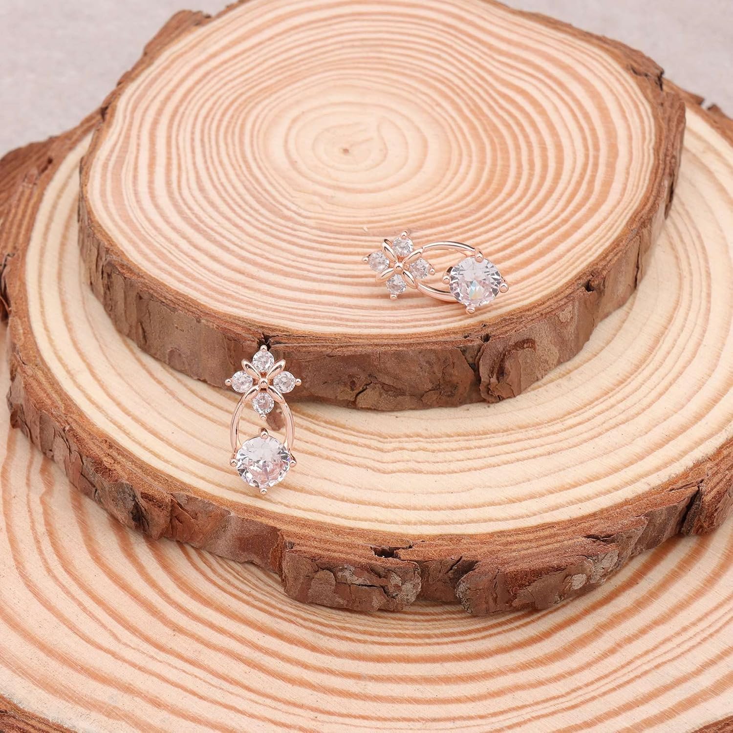 Bridesmaid Jewelry Set for Wedding 18K Gold or Rose Gold or Silver Plated Copper with Clean Cubic Zirconia Necklace Earring Bracelet Set for Women Gift