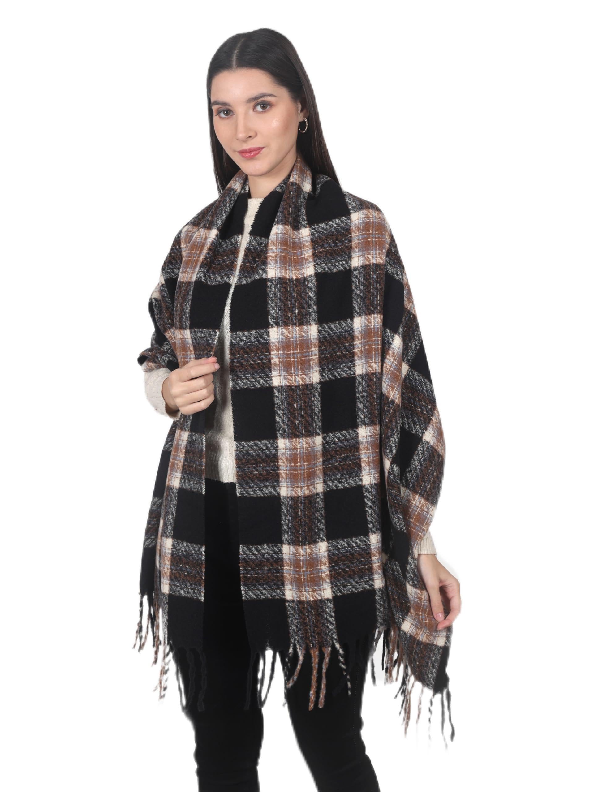 Checked Soft Viscose Shawl for Women Winter Daily Wear-image-43
