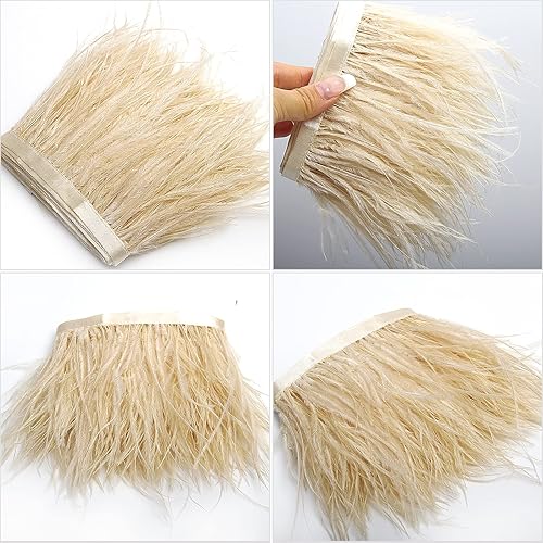 Miniatura 6 de THARAHT Plumas de avestruz con flecos de costura de 2 yardas de 4 a 6 pulgadas para vestidos de bricolaje, costura, ropa de manualidades, decoración