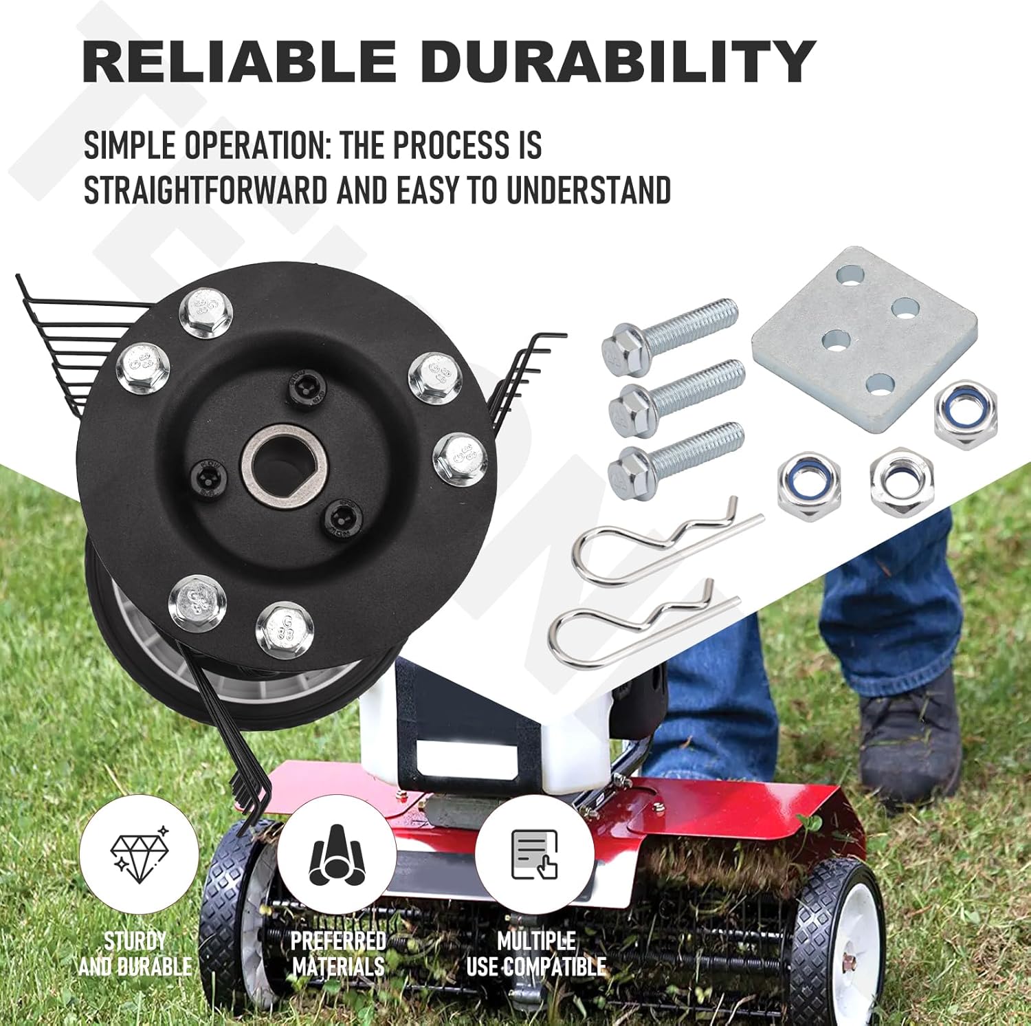 DK43 Dethatcher Attachment Kit Compatible with Earthquake Cultivators, Can efficiently Remove Weeds