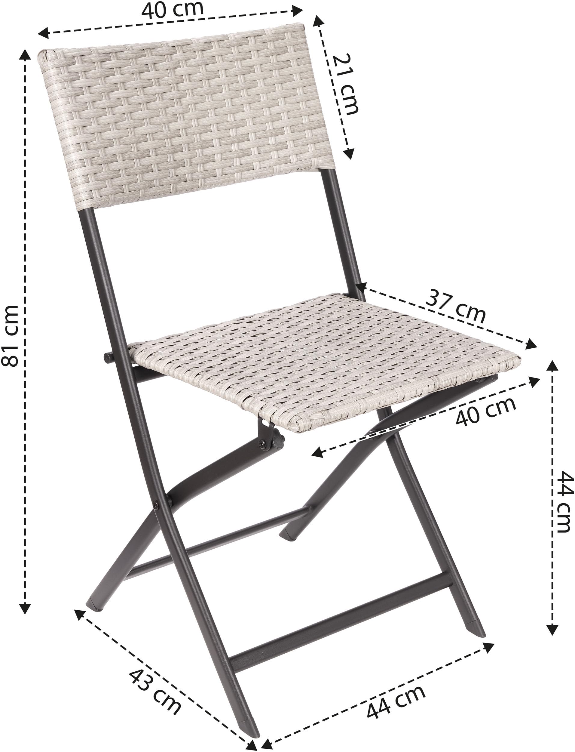 BRUBAKER Set de 2 Chaises de Jardin Lugano - Chaises Pliantes en Poly Rotin Imperméables et Robustes - Chaises de Balcon - Chaises de Camping pour Jardin Balcon Terrasse - Gris Beige