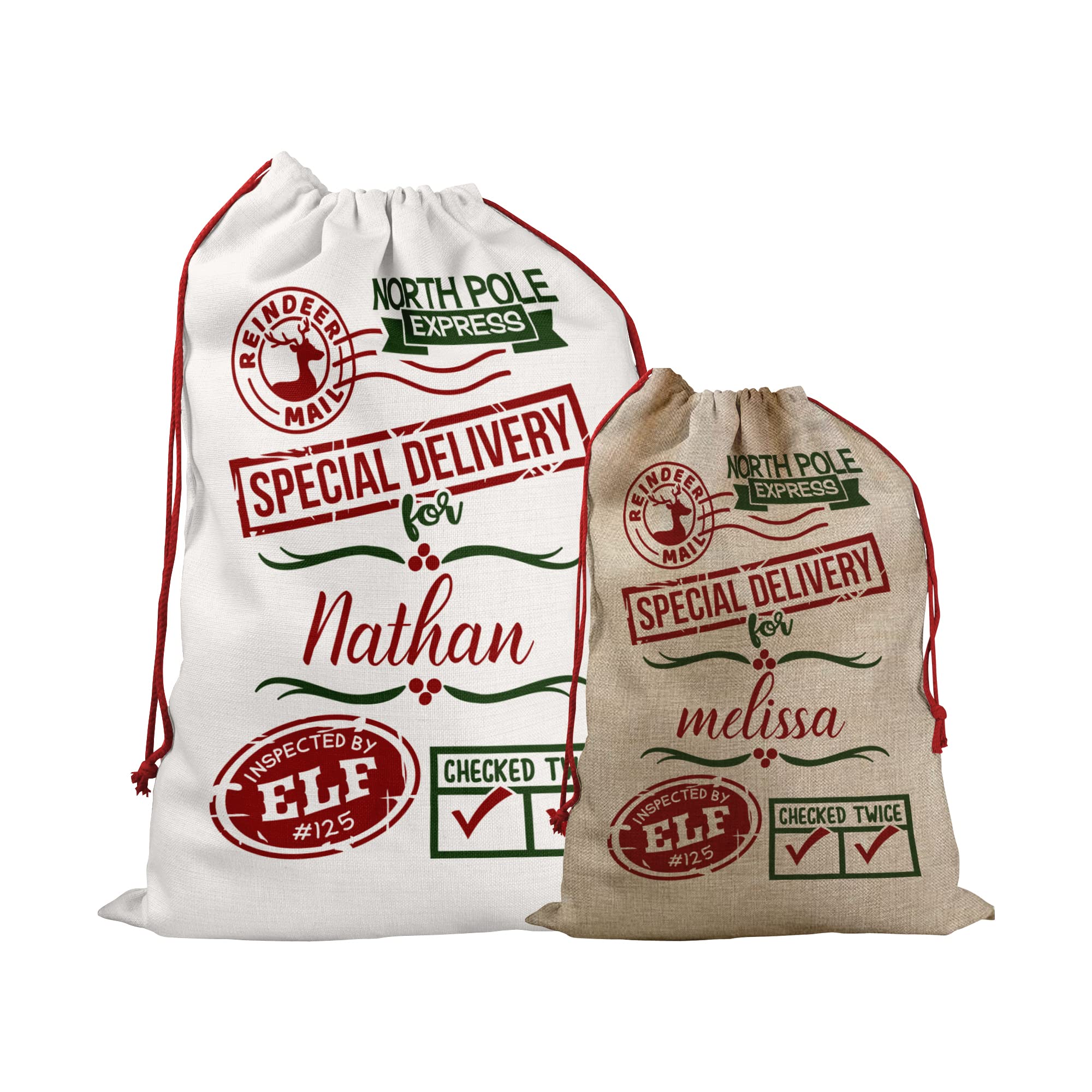 Print Maniacs Multicolor Personalised Santa Sack Father Christmas Bag Present Xmas Stocking Gift Elf Secret Special Delivery Naughty Nice Kids Children Presents Gifts Fun (Reindeer Mail)