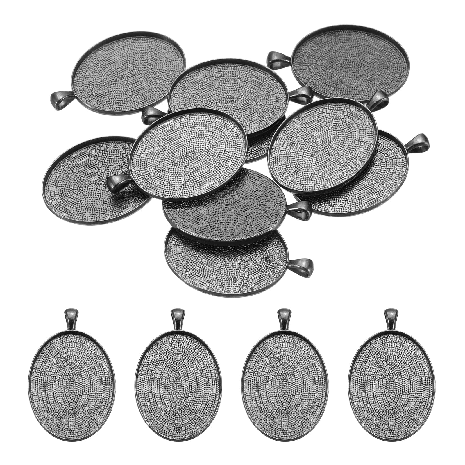 PATIKIL 10Pcs Pendant Trays for Jewelry Making, 30 x 40mm Blank Pendants Zinc Alloy Oval Bezel Settings Flat Base for Necklace Bracelet Photo Charm Art Making Supplies, Grey Tone — image 1