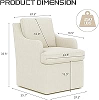 Vista 2 de VKNOW Upholstered Dining Chairs Set of 2, Modern Kitchen Chairs Dinner Chairs with 4 Casters, Linen Armchair for Bedroom Reading Room Living Room