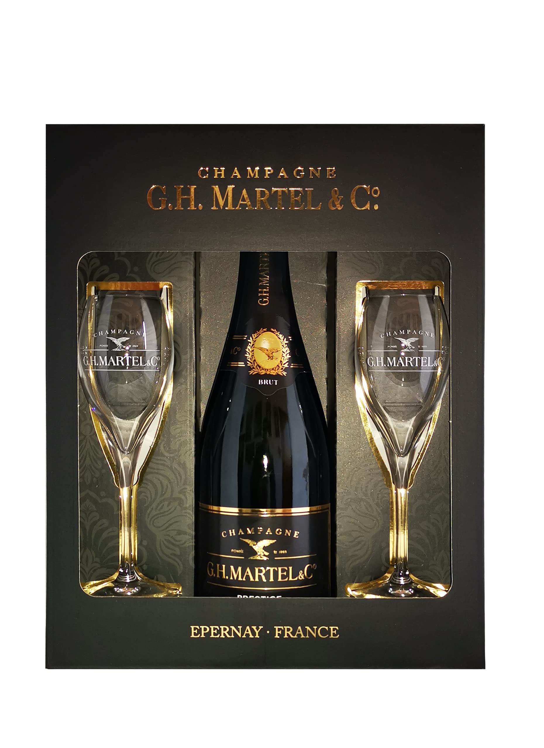 GH Martel Champagne Prestige Brut Pack 2 Copas 75CL 12% - 750 ml