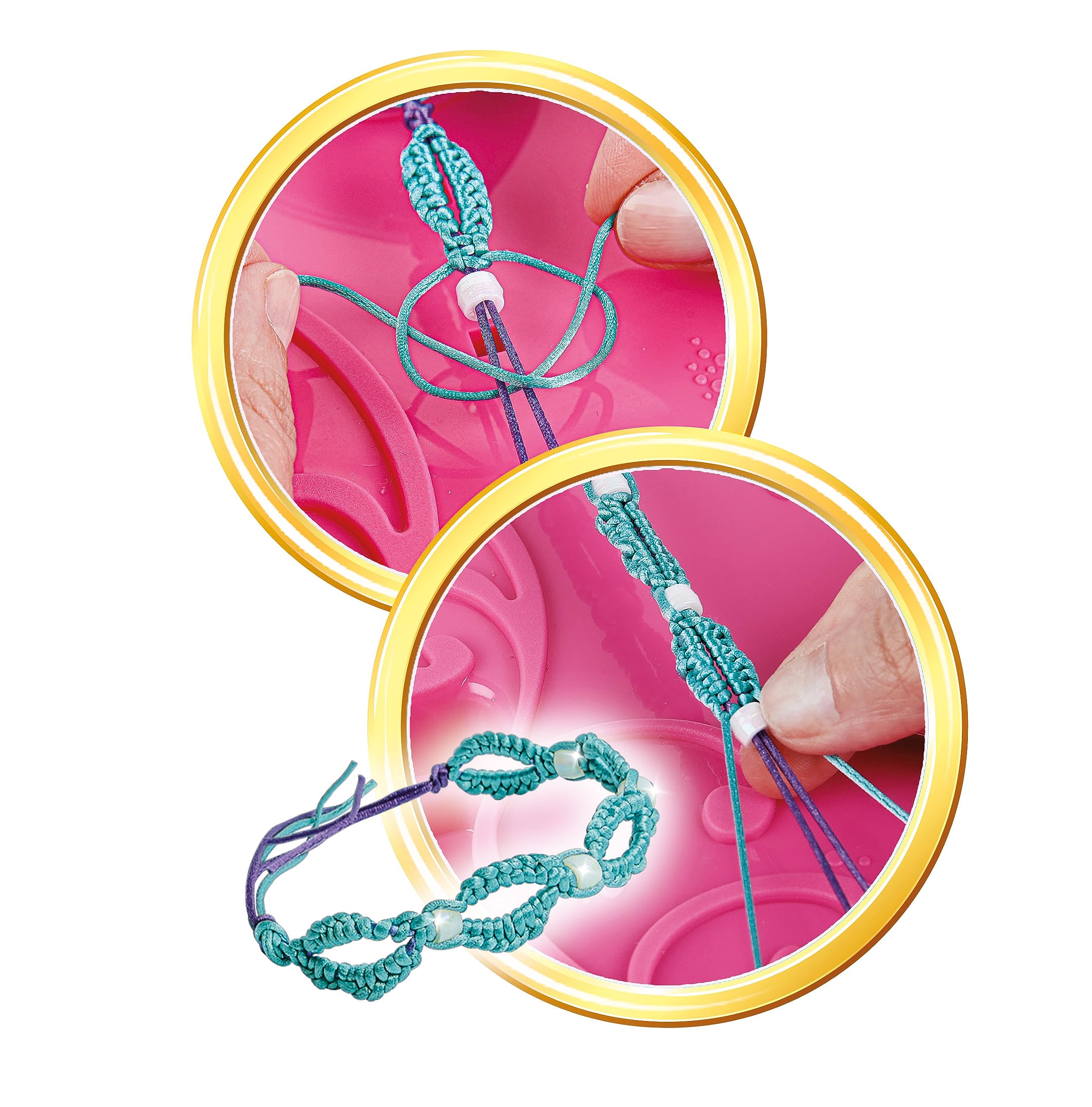 Clementoni Crazy Chic - Friendship Bracelets Mania, Kit Creativo per Bambini 7+ Anni per Creare Braccialetti dell'Amicizia con Telaio, Perline Colorate e Cordini Glam, Made in Italy, 18785