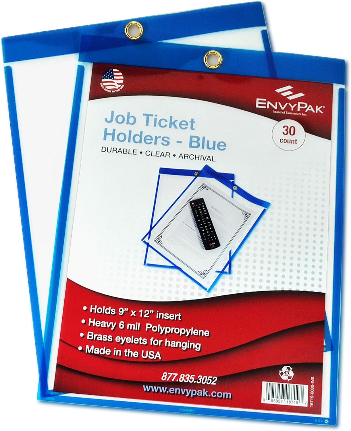EnvyPak Job Ticket Holders 9"x12" Pack of 30 (Blue