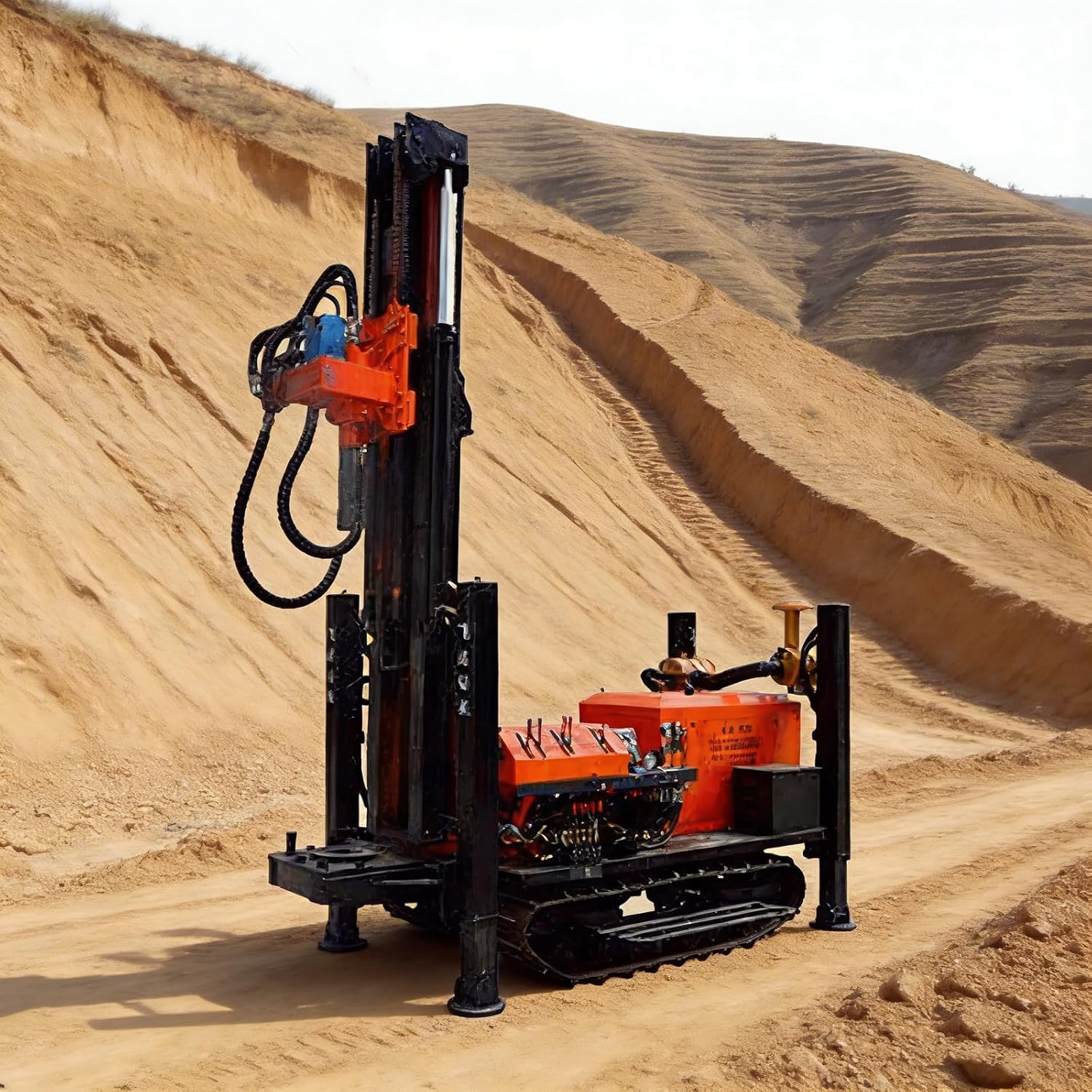 Heavy Duty Pneumatic Water Well Drilling Rig for Deep Bore Drilling in Mixed Soil Layers Providing Clean Groundwater Supply for Agriculture and Village Use