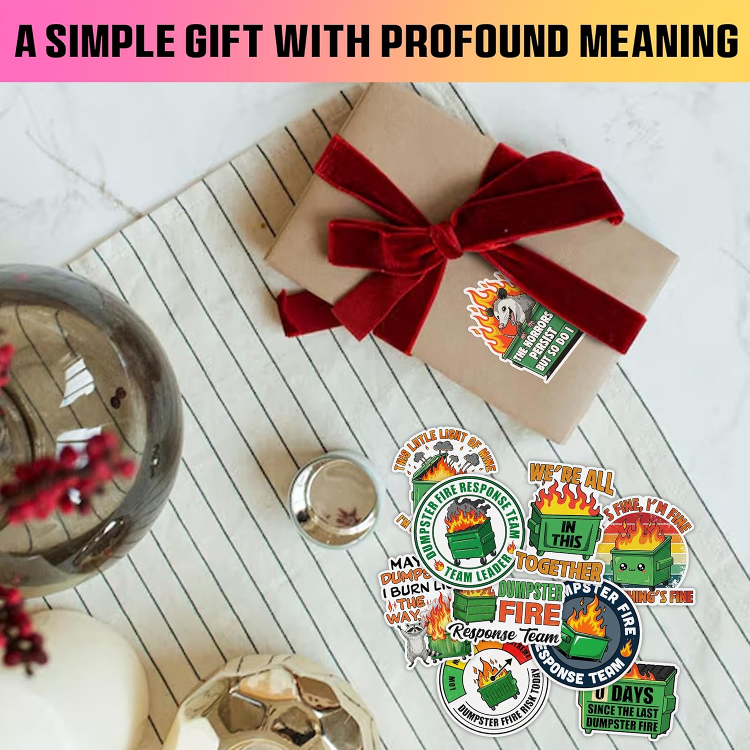 VOTANTA (10 Pcs, 3 inch) - Dumpster Fire Stickers Pack, Everything is Fine Sticker, Dumpster Fire Response Team Team Leader Decal, Funny Raccoon Possum Gifts Decoration for Laptops, Phones, Bottles - Image 6