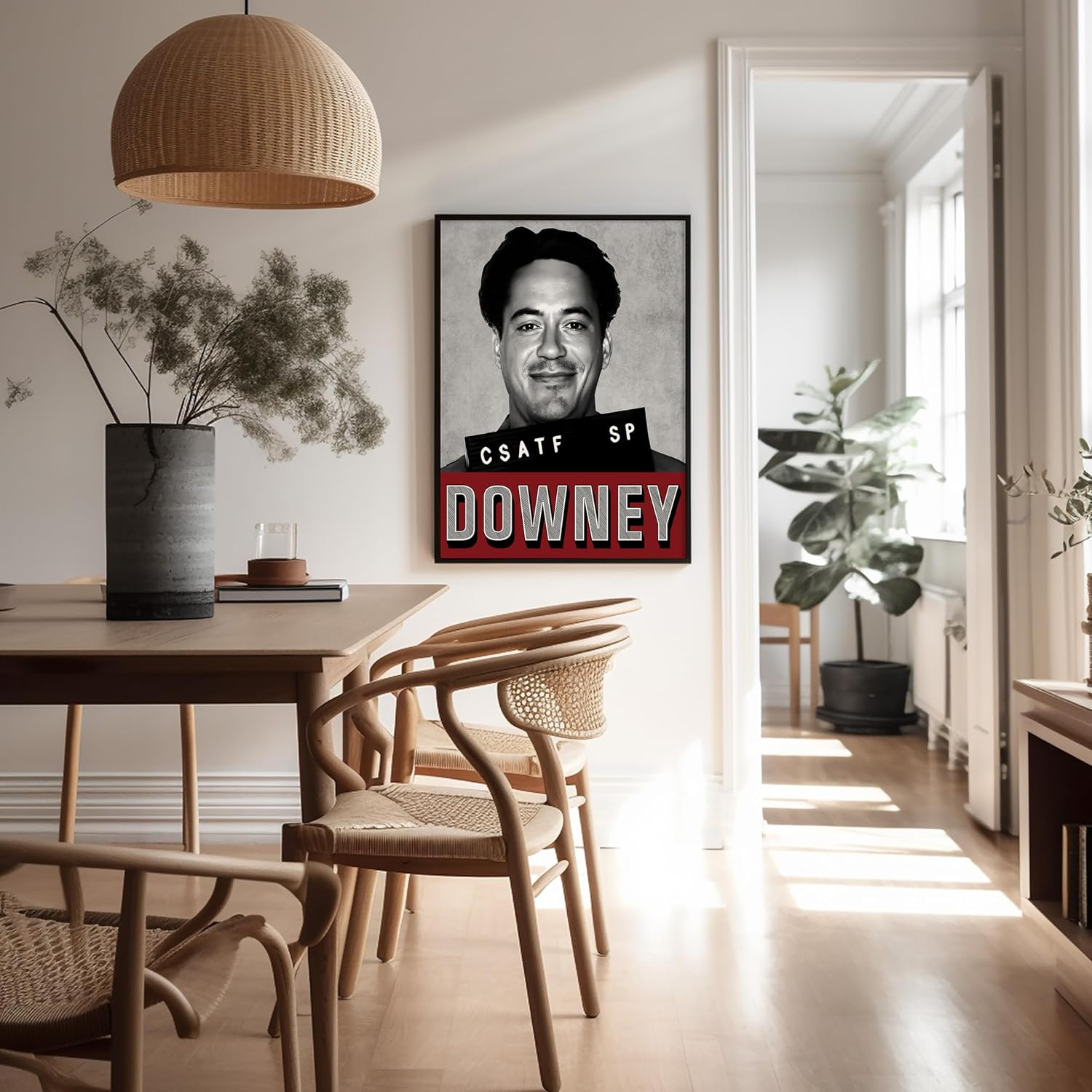Poster Master RDJ Portrait Print - Celebrity Mugshot Poster - Theater Actor Art - Modern Housewarming Gift - Great Bedroom or Living Room Wall Decor - 8x10 UNFRAMED Wall Art