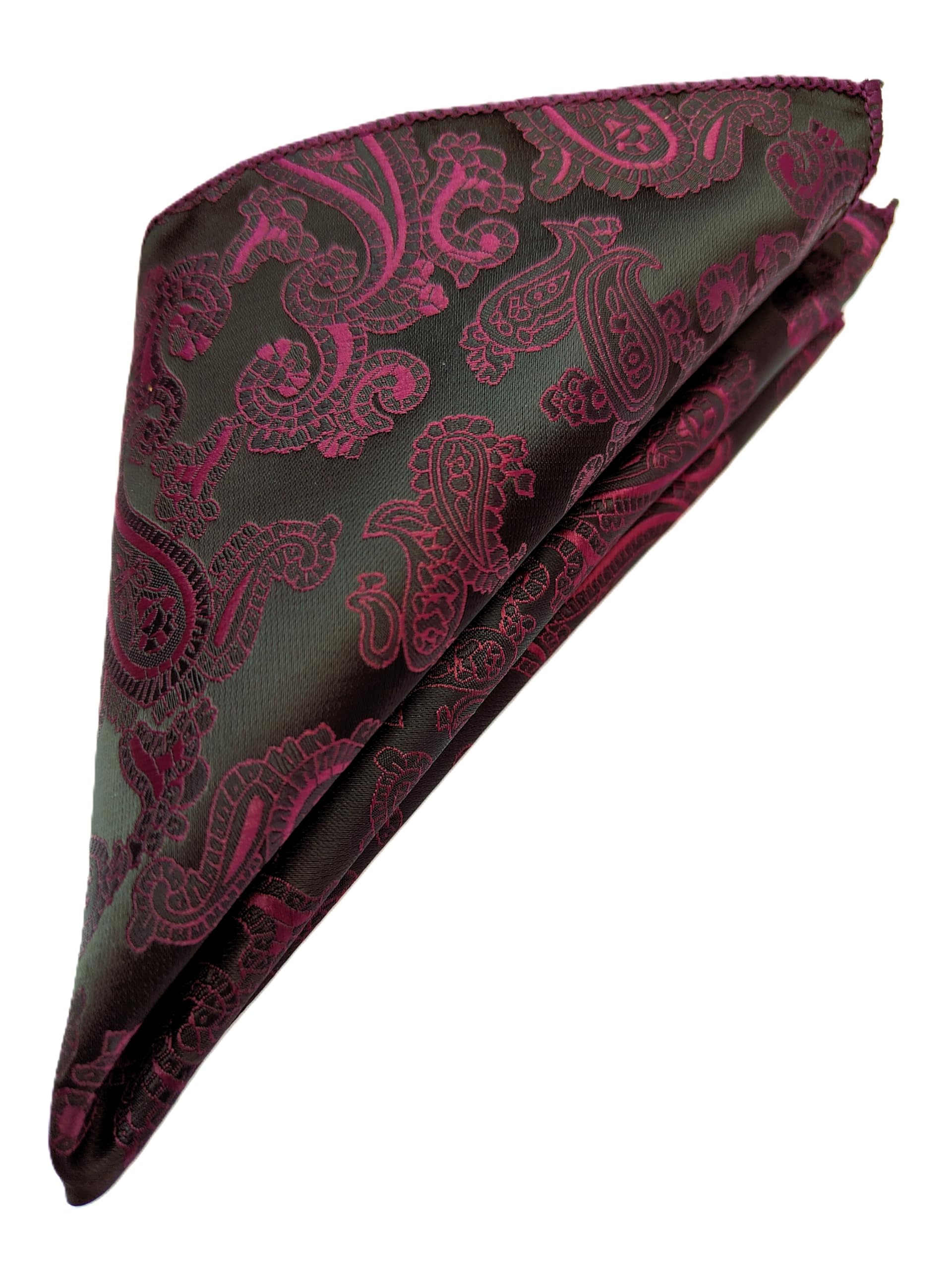 France Men's Pocket Squares Paisley Design Satin Microfiber Fabric Coat Rumaal Free Size (Burgundy)-image-26