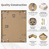 Vista 351 de Fun Memories Portarretratos de metal de 16 x 20 pulgadas con paspartú de 11 x 14 pulgadas, acabado de aluminio cepillado, parte delantera de vidrio