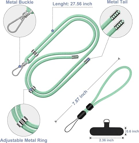 Miniatura 44 de takyu Cordón para teléfono celular, correa ajustable para el cuello y 2 correas de muñeca para teléfono con parches de sujeción para teléfono