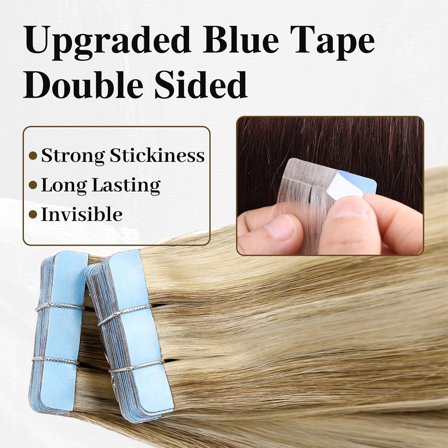 LADY MIRANDA 20 Inch Mixed Blonde Tape in Hair Extensions Human Hair 20PCS 50g Invisible Tape ins Human Hair Extensions Long Lasting Hair Extension Tape Easy to Install (Mixed Blonde)