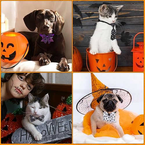 Miniatura 4 de El juego de 100 piezas de collar de moño para perro de flamenco incluye 30 corbatas de perro, 30 flores de collar y 40 pajaritas de perro, lazos