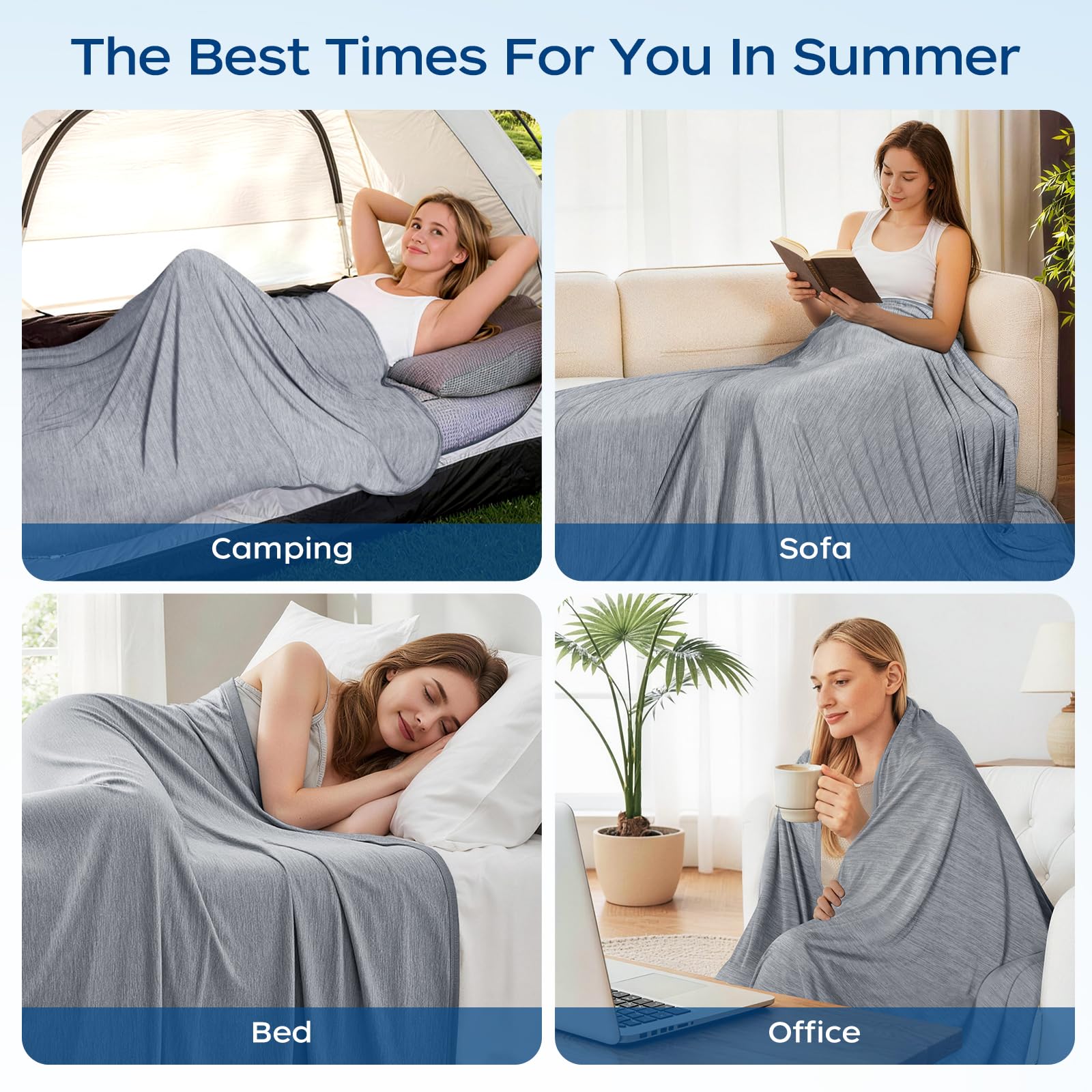 Manta refrescante para sudores nocturnos, manta fría de verano para dormir, Q-Max > 0.4, mantas ligeras y transpirables para personas que duermen con calor, niños y adultos, ideal para cama, sofá