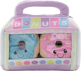 iscream Play with Your Food! Box of Donuts Fleece Play Pillow Set with Embroidered Accents