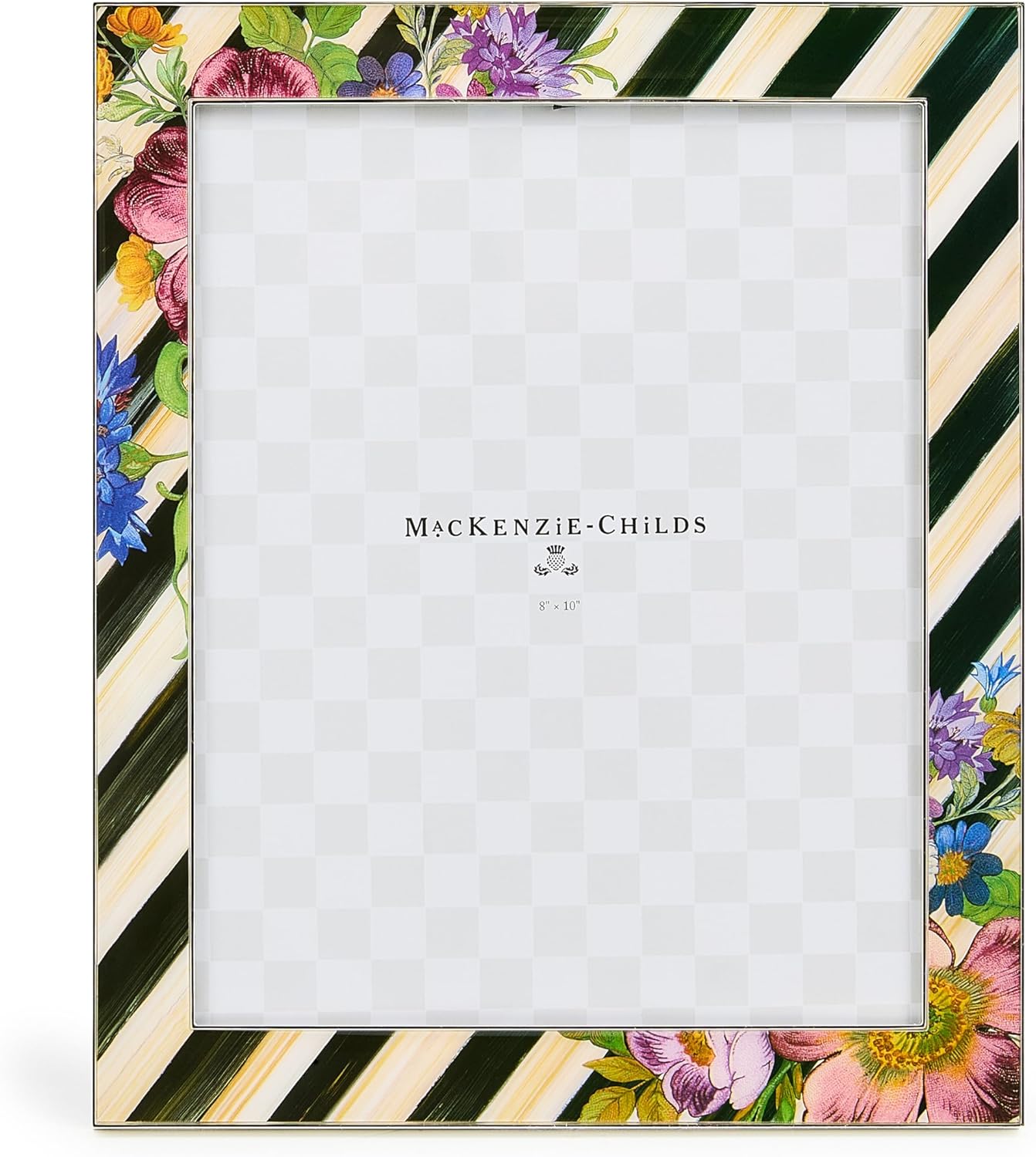 MACKENZIE-CHILDS Silver-Plated 4" x 6" Frame, Cute Tabletop Decor, Black-and-White Courtly Check