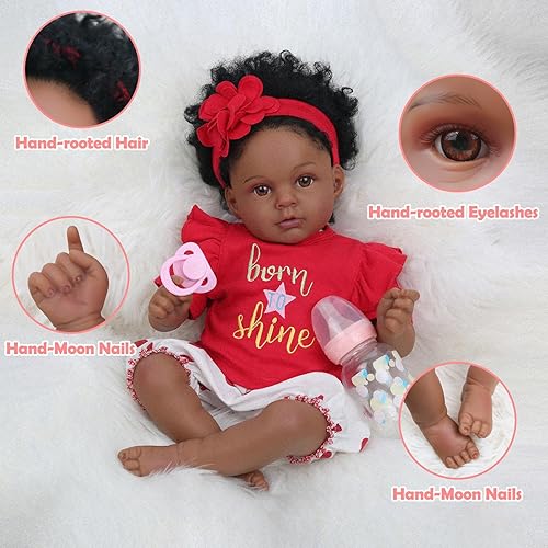 Miniatura 2 de Muñecas Reborn Baby Girl, muñecas de bebé recién nacidas realistas de 20 pulgadas que se ven reales, muñeca de vinilo afroamericana Reborn con
