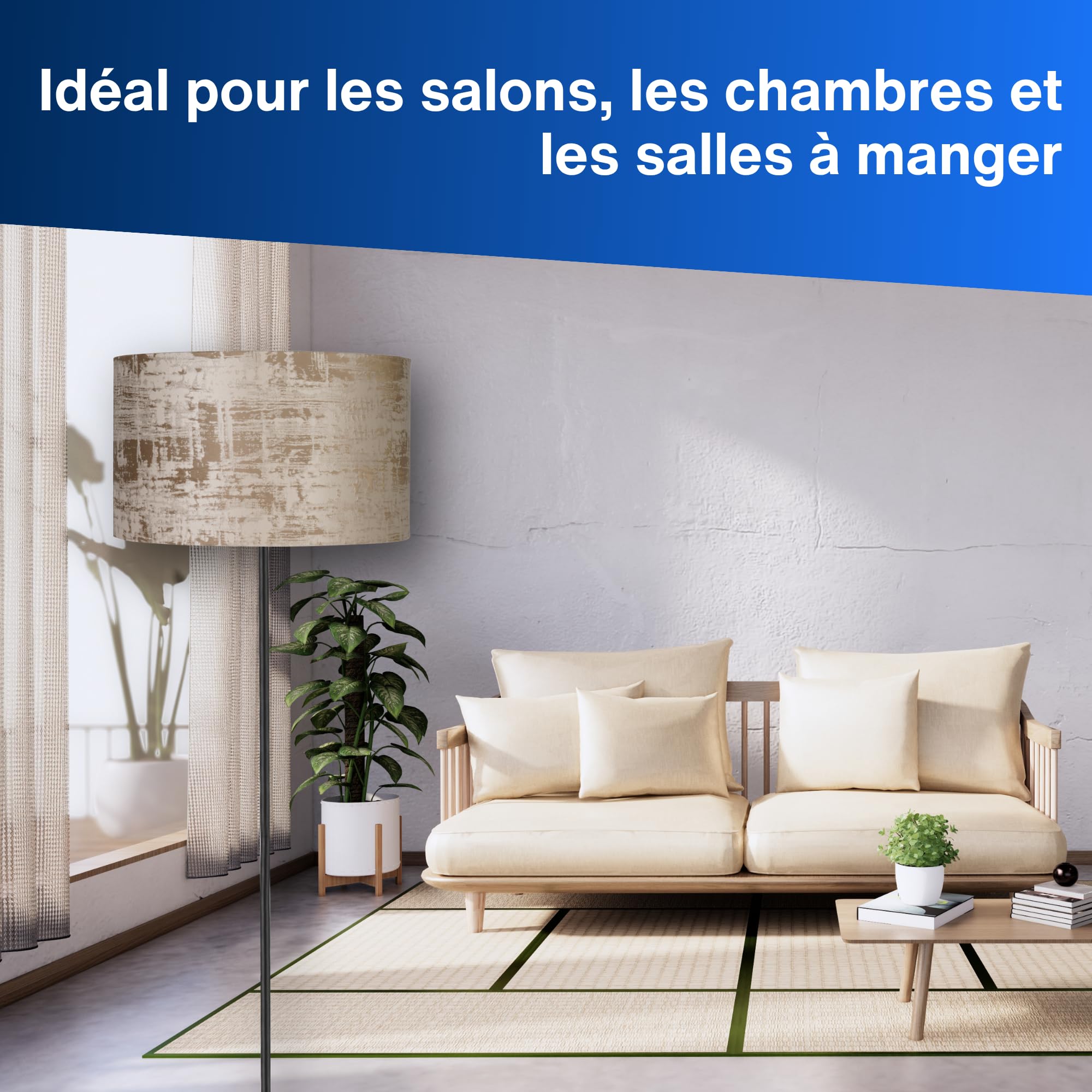 REV Abat-jour rond vintage en coton de haute qualité, diamètre 42 cm, abat-jour de rechange pour suspension et lampadaire, culot E27, blanc arctique