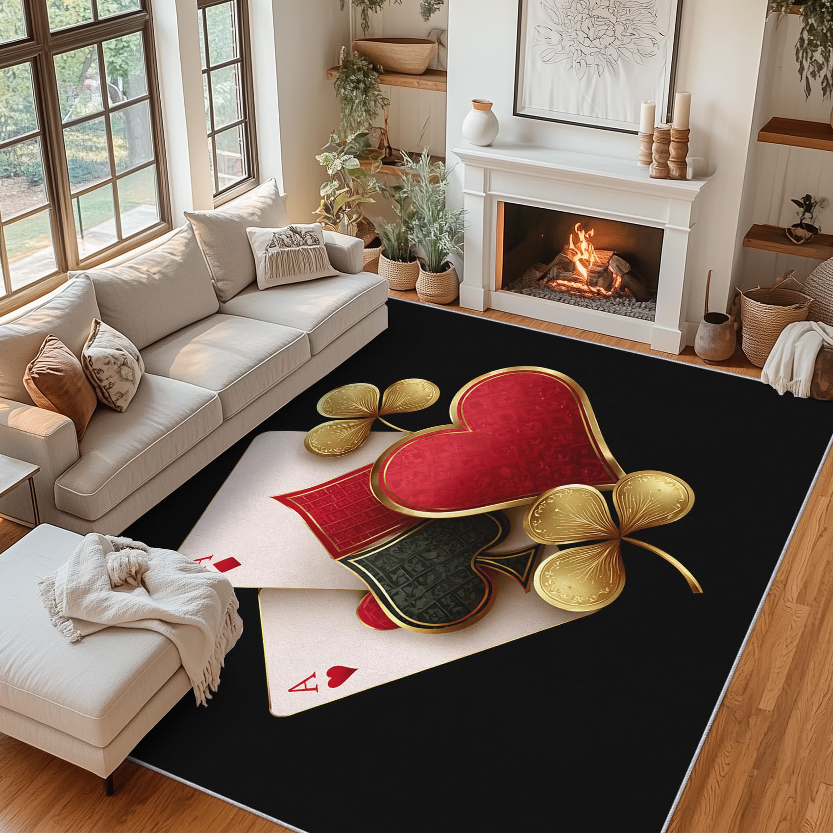 Tapis de poker as de pique 160x230 cm antidérapant pour salon et bureau