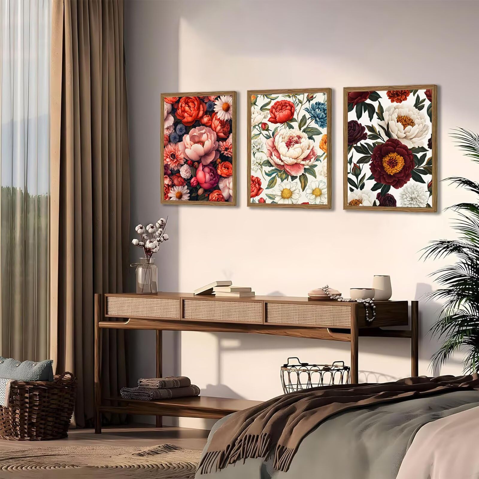 Generico Cnyaunfi 3 Pezzi Fiore Pittura Diamante Fai-Da-Te, 5D Retro Diamond Painting Kit Completo per Hobby Creativi Adulti, Per La Decorazione Della Parete Di Casa 70x90cm YF-3454
