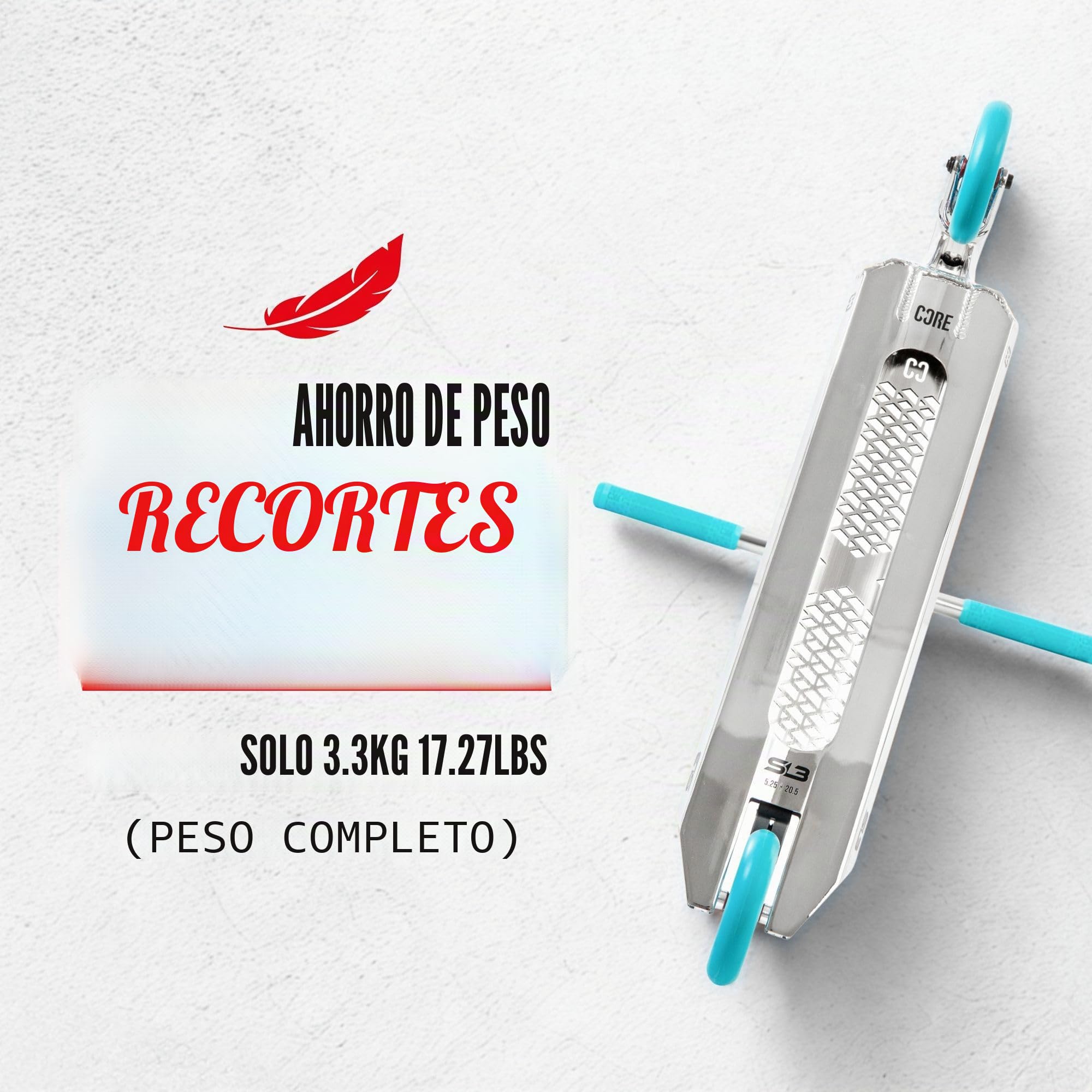CORE SL3 - Patinete completo - Patinete profesional para cualquier edad - Scooters profesionales para niños y adultos - Listo para montar truco - Cromo/verde azulado