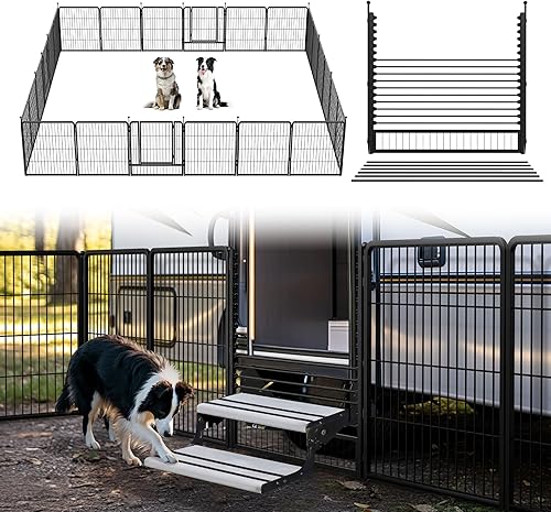 Miniatura 15 de FXW Corralito Instantáneo Sin Correa para Perros, Valla Portátil para Mascotas para Exteriores, Viajes en RV y Campamento, 40 pulgadas, 16 Paneles