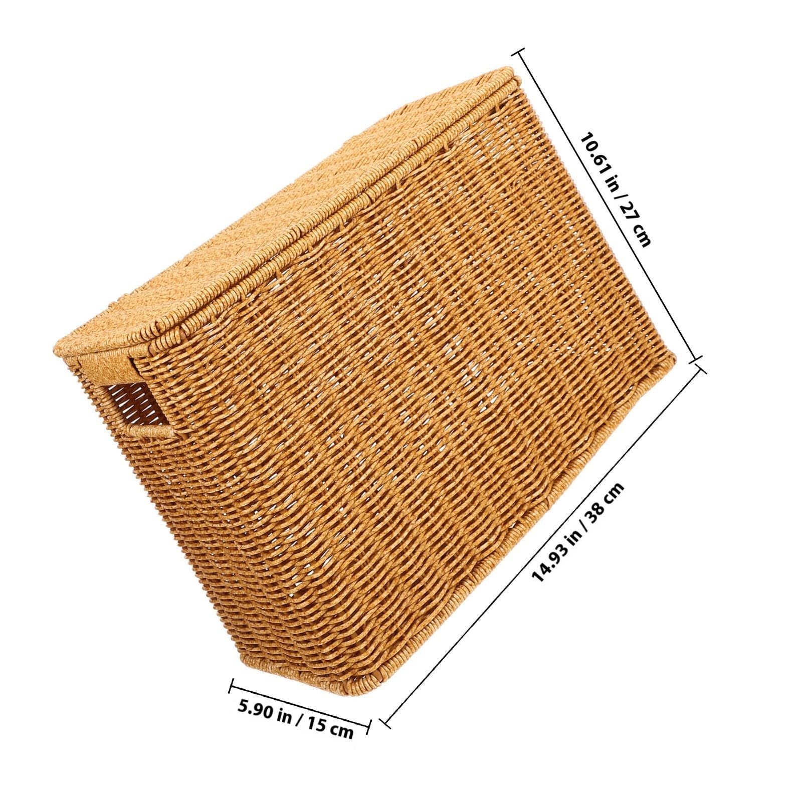 Cesto Intrecciato con Coperchio e Maniglia Contenitore Salvaspazio per Riviste Giocattoli e Accessori Casa Resistente e Leggero per Organizzare e Trasportare