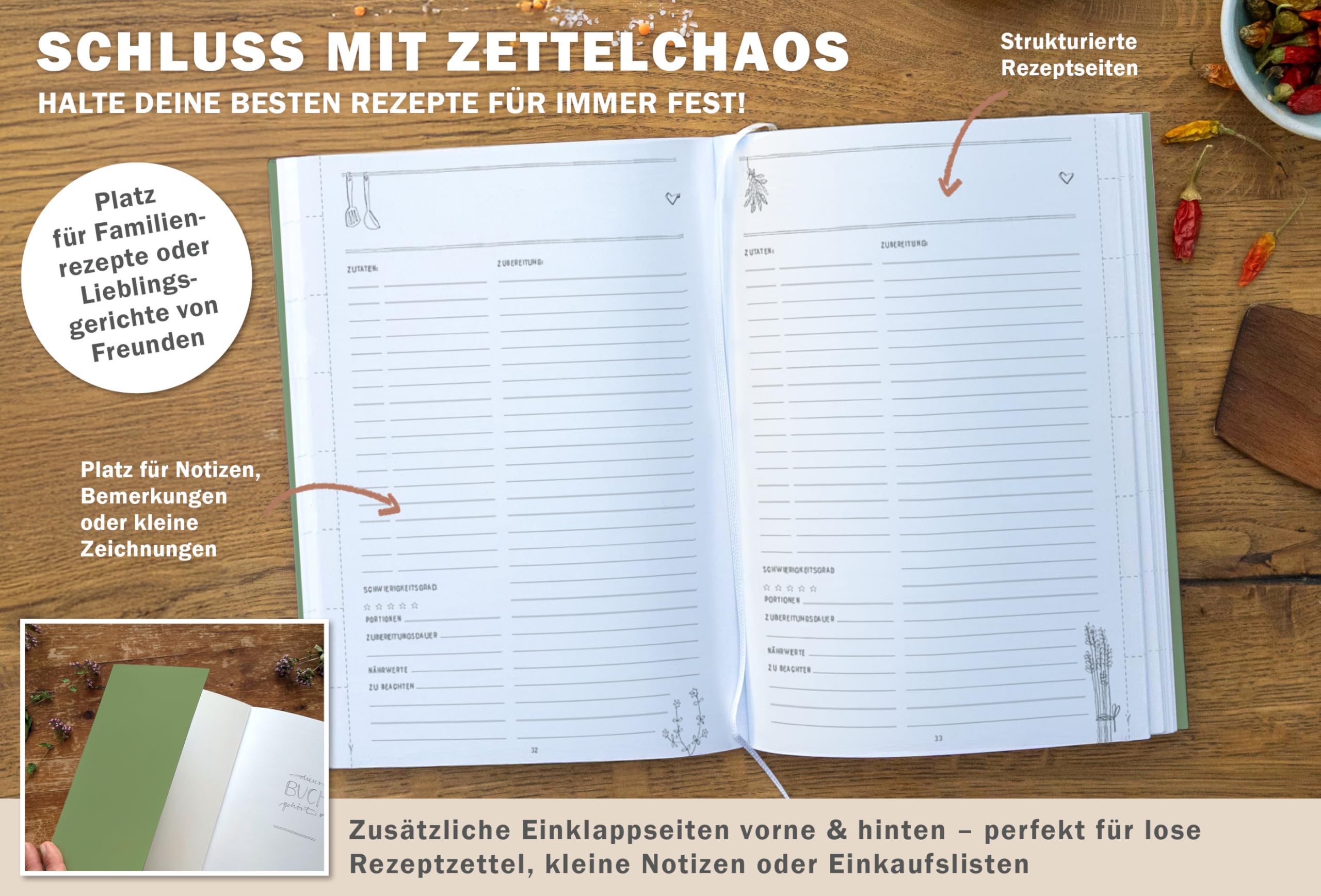 Receptenboek: Recepten invulboek , Leeg kookboek om uw favoriete