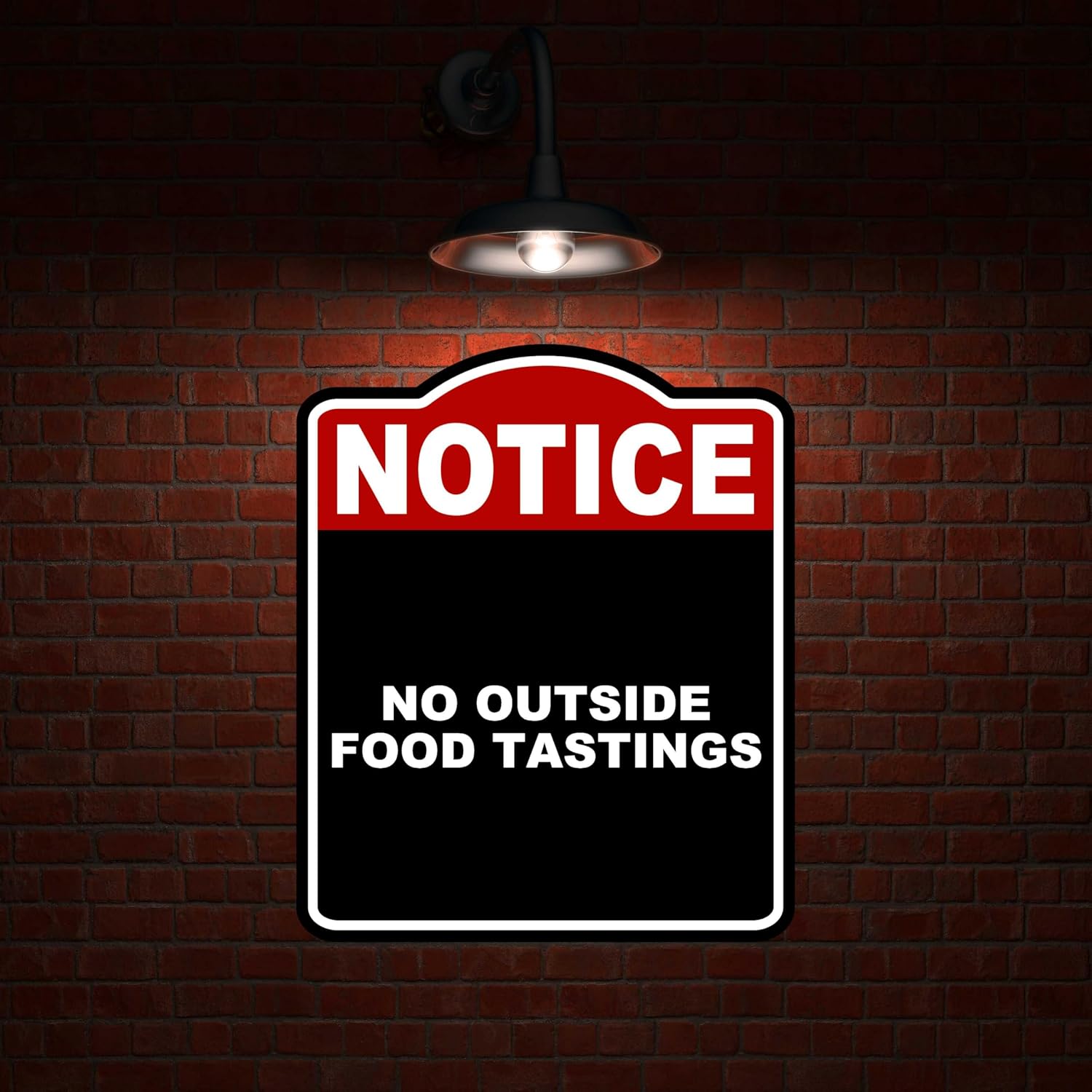 NO OUTSIDE FOOD TASTINGS Notice Red Black Aluminum Composite Sign 20 x 24 inches