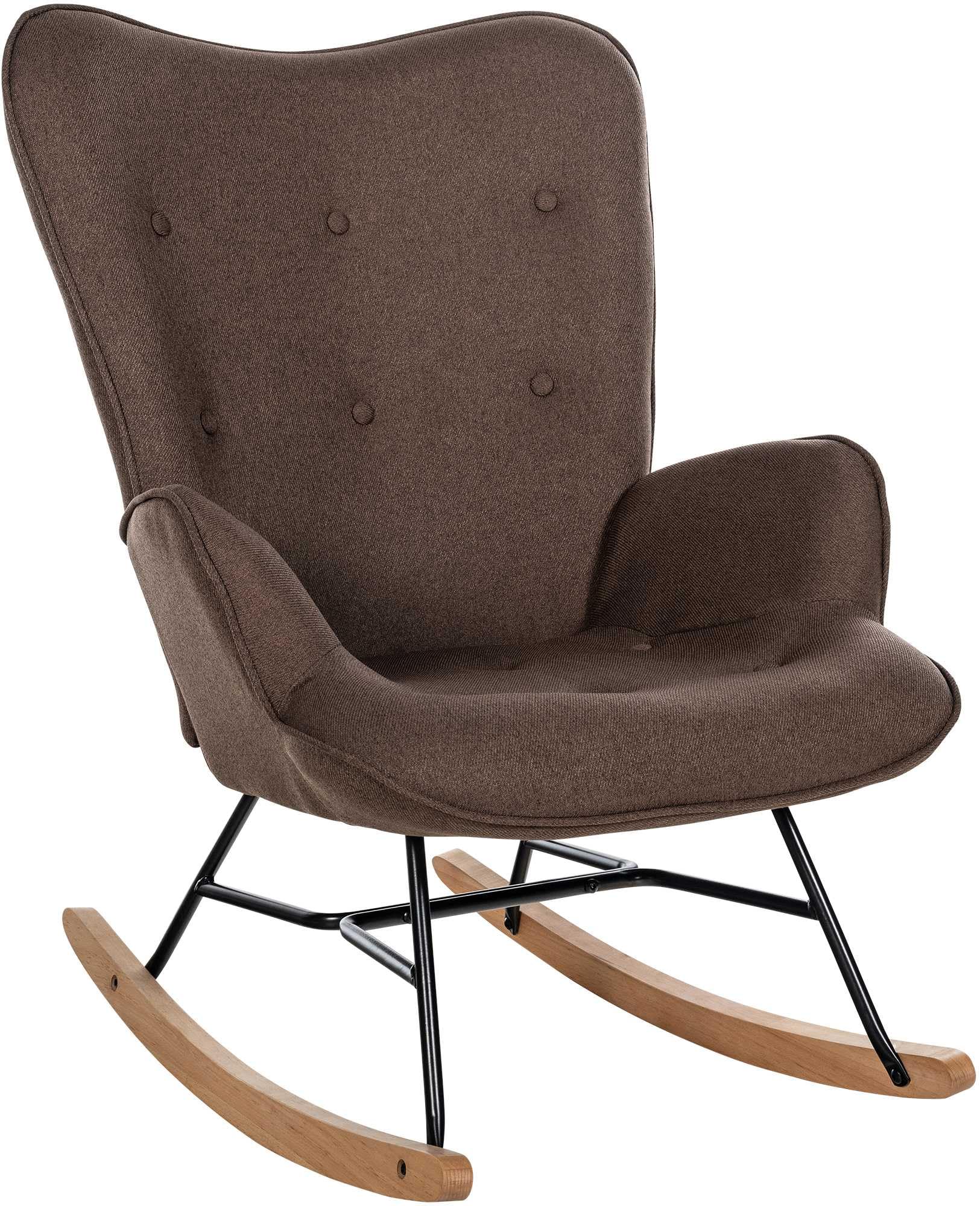 Fauteuil à bascule en tissu marron Sanka pour un coin lecture chaleureux dans le salon