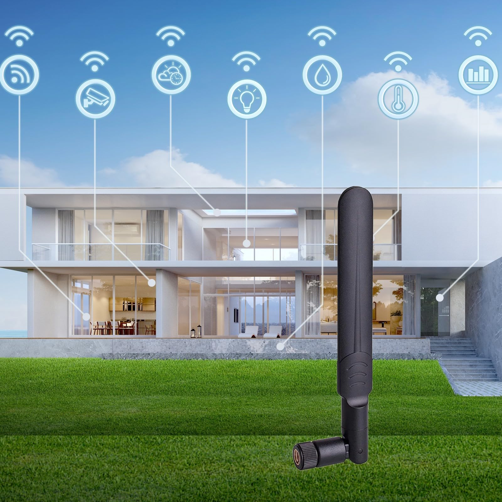 2 Antenne WiFi RP-SMA 8dBi, Dual Band 2,4/5/5,8GHz con Cavo MHF4 – Compatibili con Schede di Rete M.2 NGFF, e Adattatori WiFi