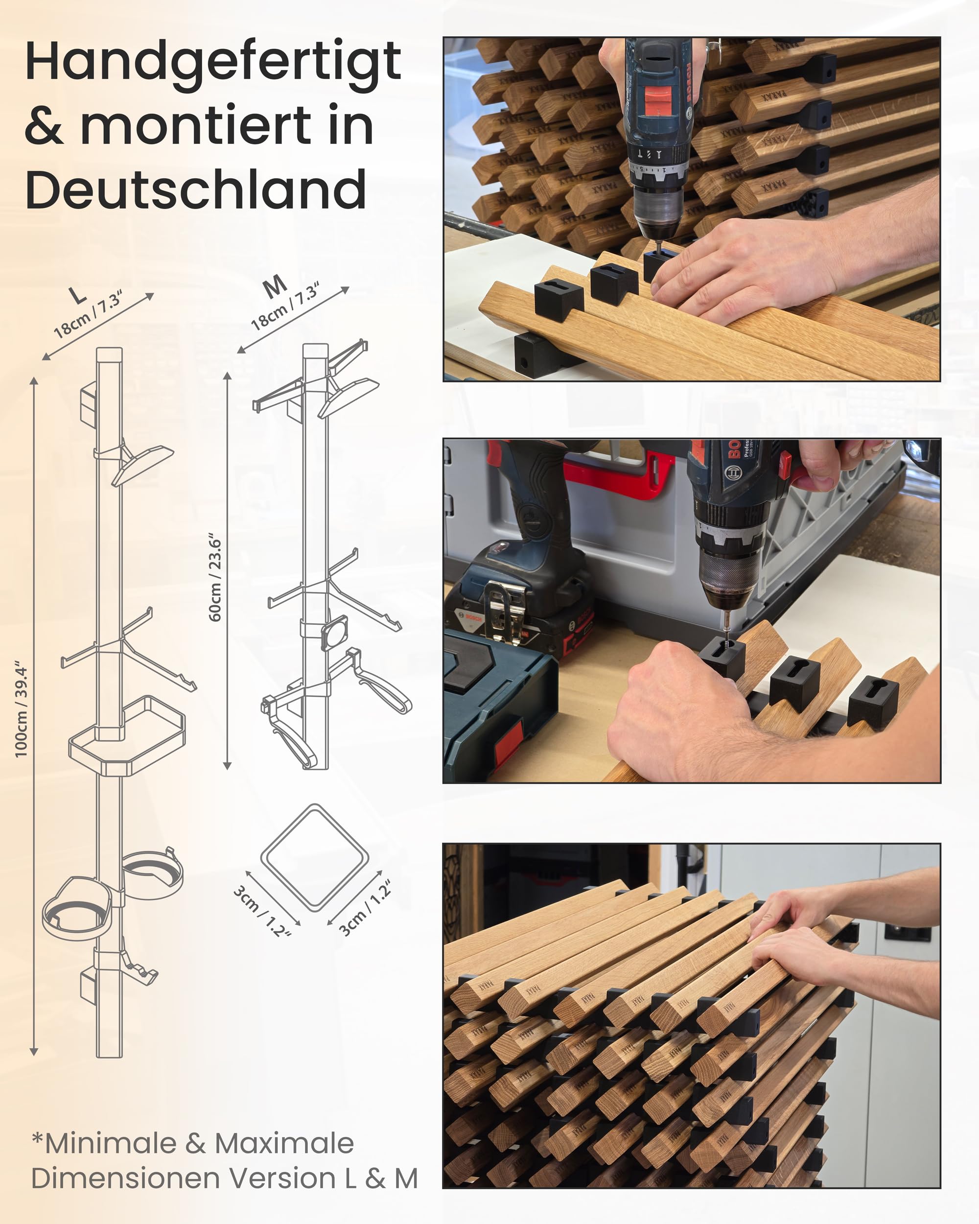 PARAX Gear-Rack Organiseur mural pour accessoires de vélo en bois