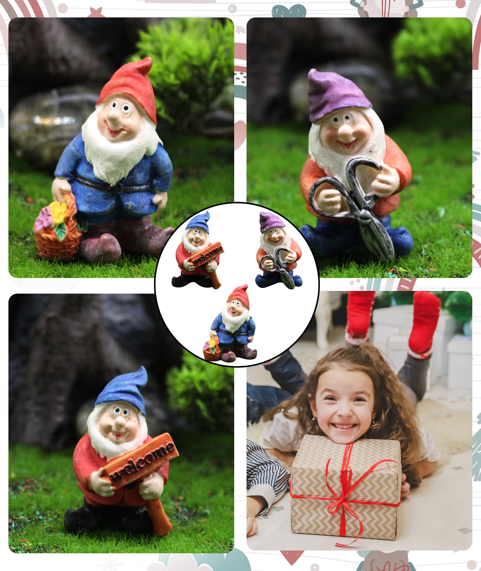 3PCS Garden Gnomes Outdoor, Set of Three Unique Designs, Durable Resin Material, Perfect for Lawn, Yard, and Porch Decoration (Family-Friendly), Statues Miniture Decoration Out Door - Image 7 thumbnail