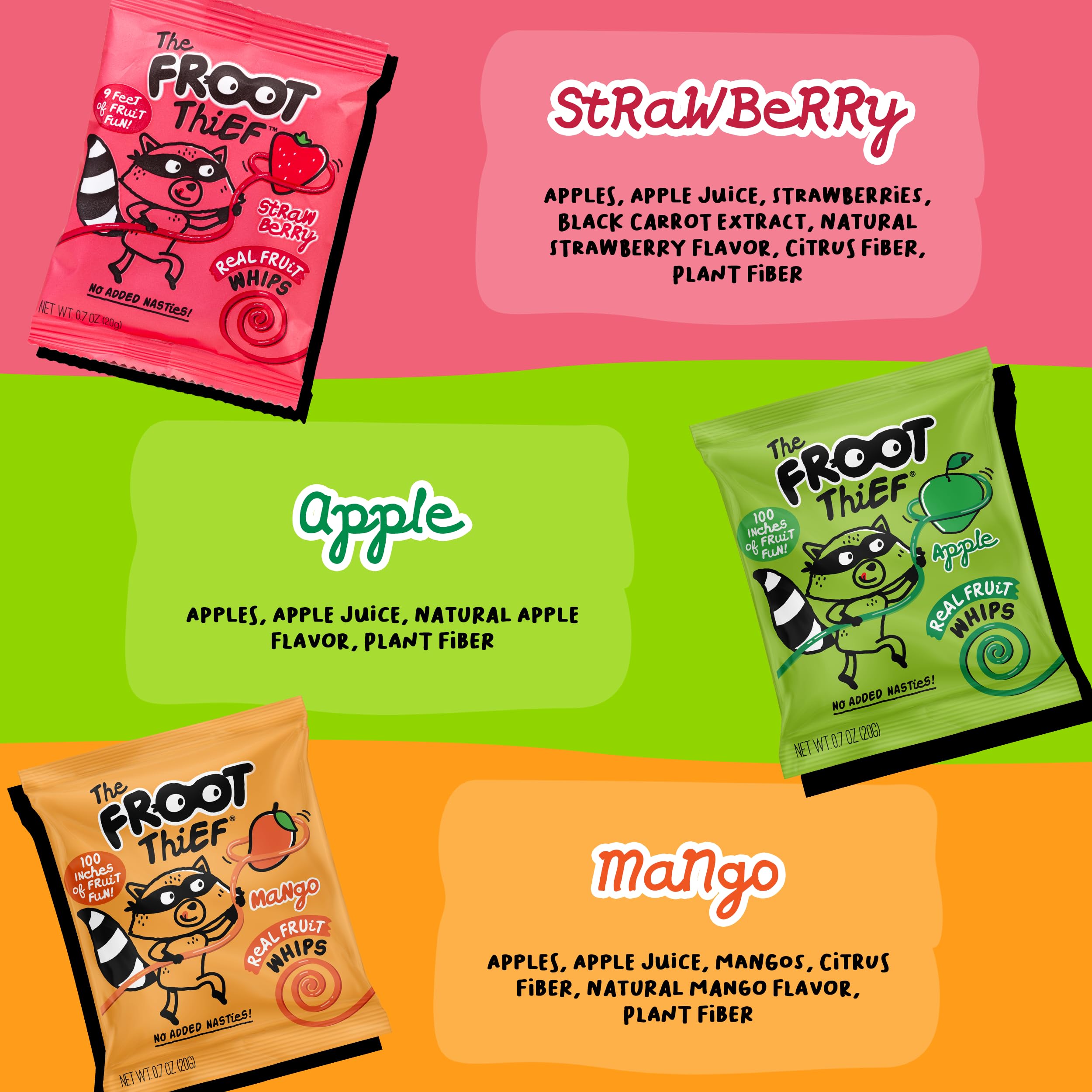 The FROOT Thief Real Fruit Snack Whips, Strawberry, Nut Free, Perfect for School Lunches and Snacks, Individual Bags Kids Snacks, 5 Pack thumbnail 4