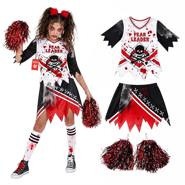 Morph Disfraz Animadora Zombie Niña, Disfraz Halloween Niña, XL