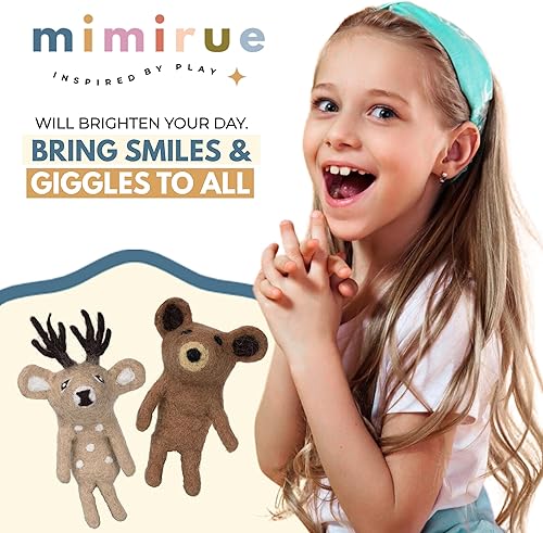 Miniatura 6 de Lindas marionetas de dedo de ciervo y oso (juego de 2)  Marionetas de dedo para niños pequeños de 1 a 3 años  Hecho a mano en Nepal de marionetas de